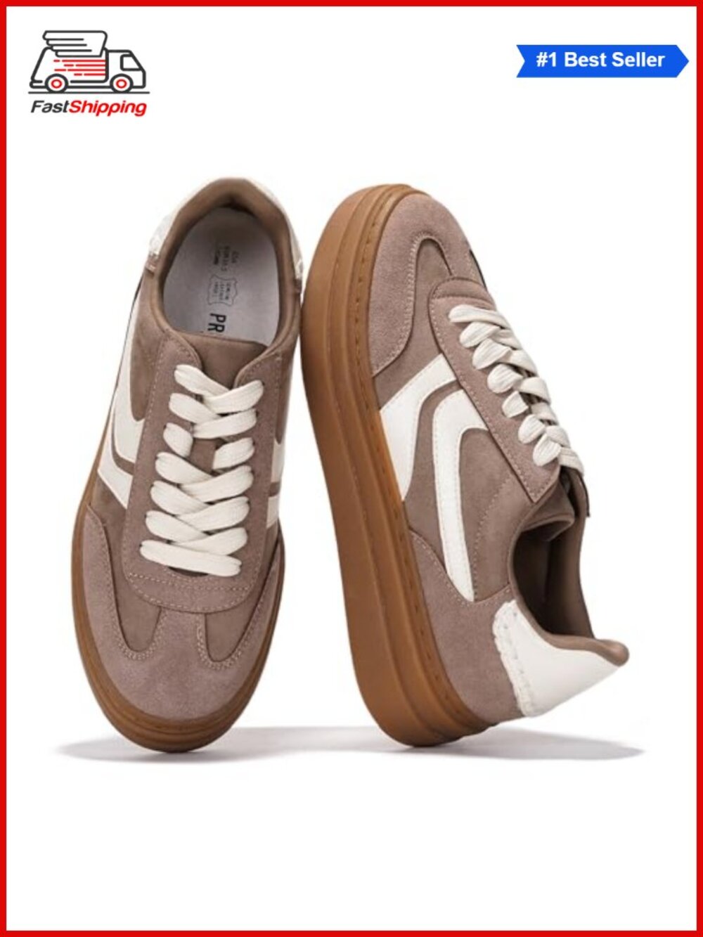 Platform Sneakers Lace-Up Women's Fashion Walking Shoes Memory Foam